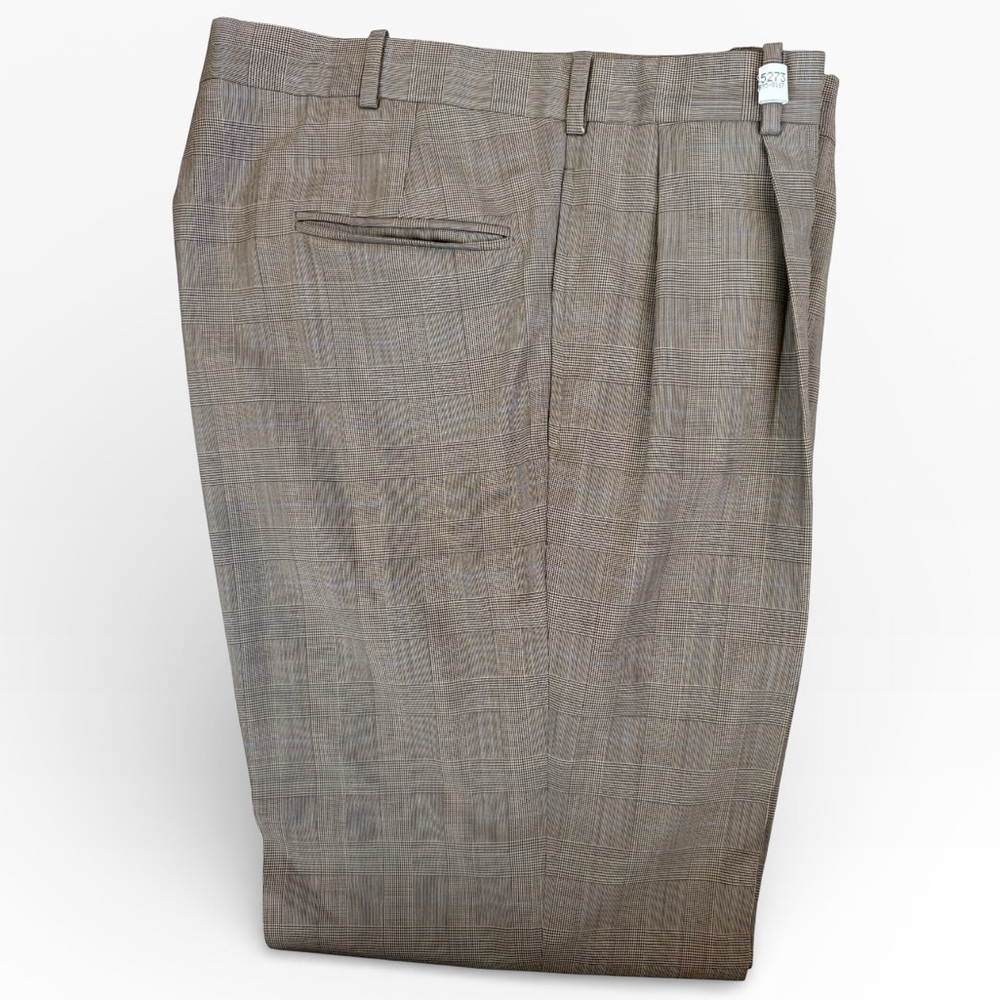 Luxury American Tailors Men’s Brown Glen Plaid 2-Piece Suit 44R 36x32 Windowpane - Picture 2 of 8